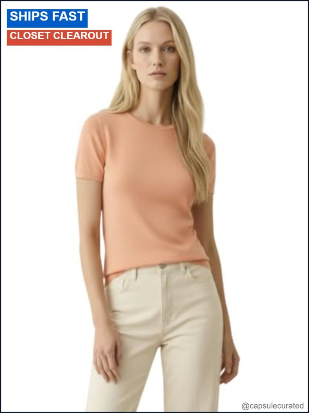 100% Cashmere Short Sleeve Crewneck Pullover T-Shirt